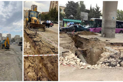 Nəsimi rayonunun küçələrində təmir işləri gedir