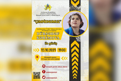 Binəqədidə “Çempionumuz” layihəsi çərçivəsində Dürsədəf Kərimova məktəblilərlə görüşüb