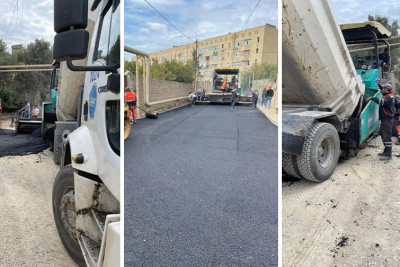 Suraxanı rayonundakı küçələrdən birində təmir-bərpa işləri aparılır