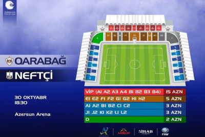 "Qarabağ" - "Neftçi" matçının biletlərin satış tarixi və qiyməti açıqlanıb