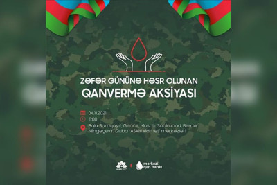 Bakıda şəhidlərin və qazilərin xatirinə qanvermə aksiyası təşkil olunacaq