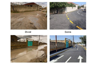 Binə qəsəbəsində piyadalar və avtomobillər üçün yolların təmir bərpa işləri yekunlaşdırılıb