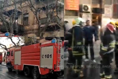 Bakının mərkəzində 1 otaqlı mənzil yanıb