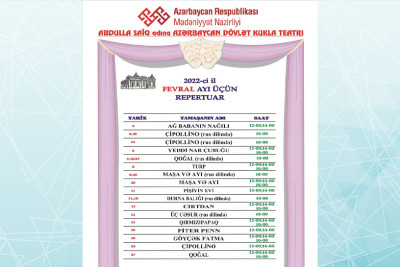 Kukla Teatrının fevral ayı üçün repertuarı açıqlanıb