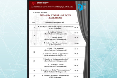 Gənc Tamaşaçılar Teatrında fevral ayı üçün keçiriləcək tamaşaların siyahısı açıqlanıb