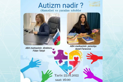 Bakı Gənclər mərkəzində "Autizm nədir? Əlamətləri və yaradan səbəbləri" adlı təlim keçiriləcək