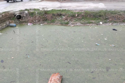 Ramana qəsəbəsində qarışıq çirkab suları su kanalına tökülür