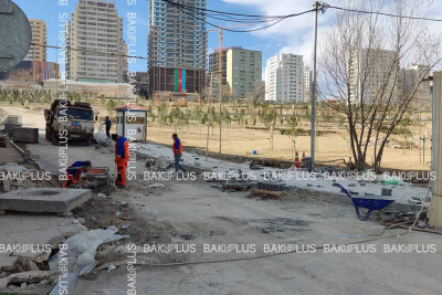 Nərimanov prospekti ərazisində yollar təmir olunur, park salınır