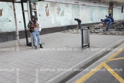 Yasamalda abadlıq işləri aparılır: səkilər təmir olunur