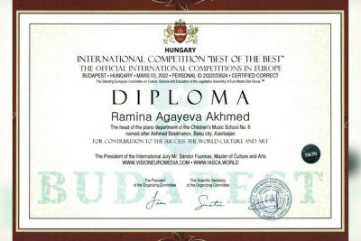 6 nömrəli uşaq musiqi məktəbinin növbəti şagirdi uğura imza atıb