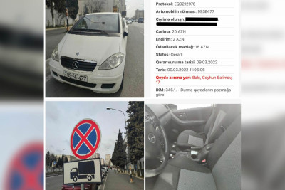 Bakıda dayanma-durma qaydasını pozmayan sürücü cərimələnib