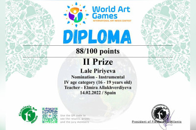 35 nömrəli onbirillik musiqi məktəbinin şagirdi İspaniyada keçirilən müsabiqədə uğur qazanıb