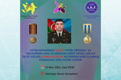 Suraxanıda Vətən müharibəsi şəhidi Asiman Əliyevin xatirəsinə turnir keçiriləcək