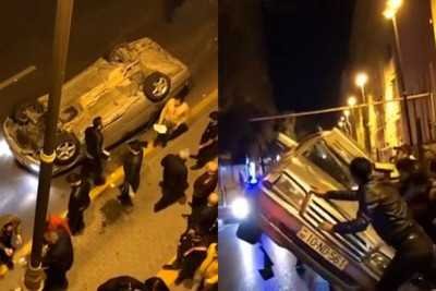 Bakıda avtomobil qəza zamanı üç dəfə çevrilib