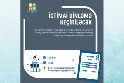 Bakıda Dövlət Ekoloji Ekspertiza Agentliyində ictimai dinləmə keçiriləcək