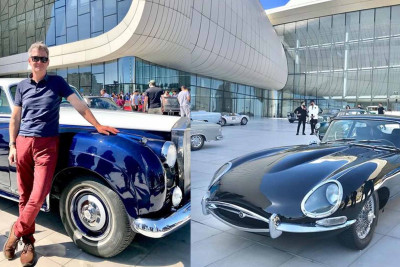 Böyük Britaniya səfiri Bakıda retro avtomobil idarə edib
