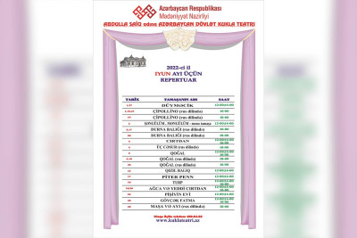 Kukla Teatrı iyun ayında keçiriləcək tamaşaların siyahısını açıqlayıb