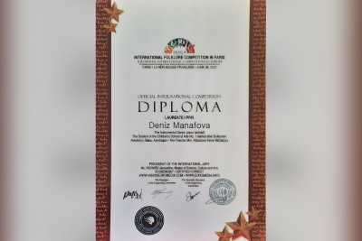 Paytaxt məktəbinin şagirdi Fransada keçirilən müsabiqədə I dərəcəli “laureat” adına layiq görülüb