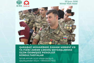 Bakıda müharibə sonrası stres yaşayanlar üçün təlim keçiriləcək