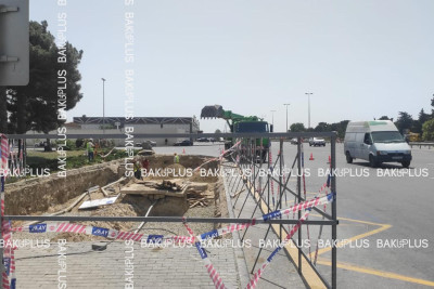 Xəzər rayonunda yerüstü piyada keçidinin inşasına başlanılıb