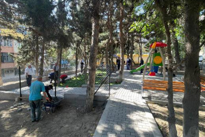 Nəsimi rayonunda 41 saylı binada son tamamlanma işləri aparılır