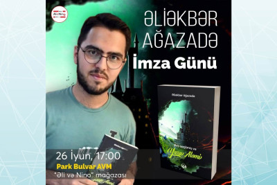 “Əli və Nino” kitab mağazasında yazıçı Ələkbər Ağazadənin kitabının təqdimat və imza günü olacaq