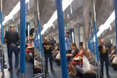 Metroda sərnişinlərdən biri siqaret çəkib