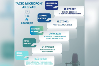 “Azəriqaz” İB-nin növbəti “Açıq mikrofon” aksiyasının tarix və məkanı bəlli olub