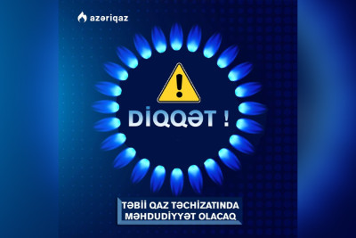 Qaradağ rayonunda qazın verilişində fasilə olacaq
