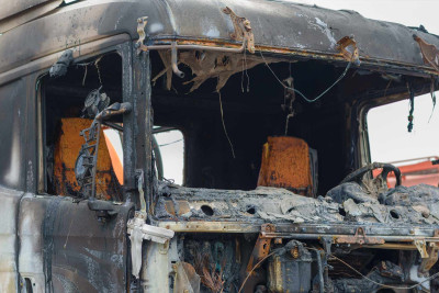 Səbail: Bibiheybət yolunda sərnişin avtobusu yanıb