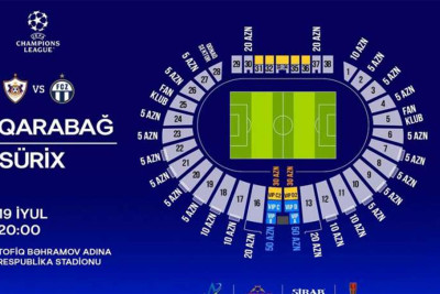 Bakıda keçiriləcək "Qarabağ" - "Sürix" matçının biletləri sabahdan satışa çıxarılır