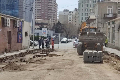 Nəsimi: Cəlil Məmmədquluzadə küçəsində yenidənqurma işləri aparılır
