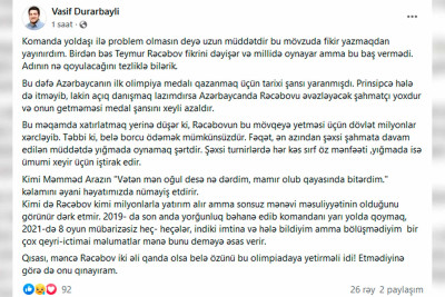 Teymur Rəcəbov Ümumdünya şahmat olimpiadasında iştirak etməyəcək