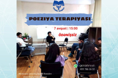 “ADdım” Psixoloji Xidmət Kabineti ödənişsiz poeziya terapiyası keçirəcək