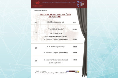 Gənc Tamaşaçılar Teatrının sentyabr ayı üçün repertuarı açıqlanıb