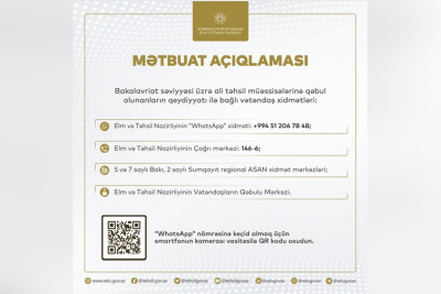 Abituriyentlərin nəzərinə: qeydiyyatla bağlı çətinlik çəkənlər üçün “qaynar xətt”lər yaradılıb