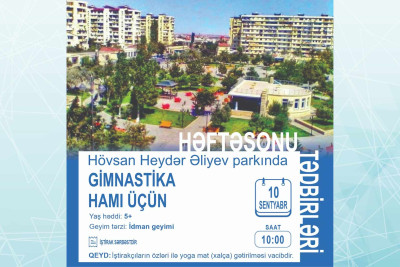 Hövsan Heydər Əliyev parkında gimnastika üzrə məşq baş tutacaq