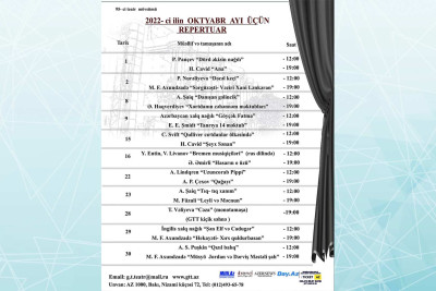 Gənc Tamaşaçılar Teatrı oktyabr ayı üçün 20 tamaşa hazırlayıb