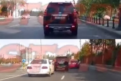 Bakıda qadın sürücü yol qaydalarını kobudcasına pozub - VİDEO