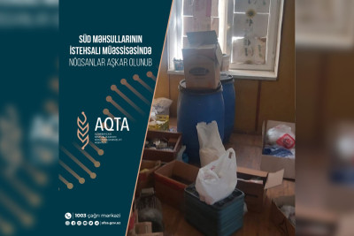 Xətai rayonunda süd məhsullarını istehsal edən müəssisə cərimələnib