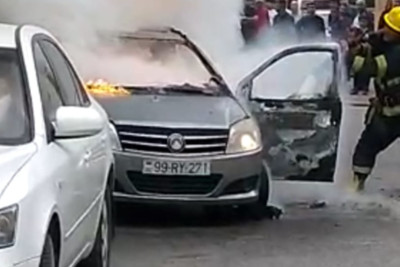 Metronun Nəriman Nərimanov stansiyasının yaxınlığında avtomobil alışaraq yanıb