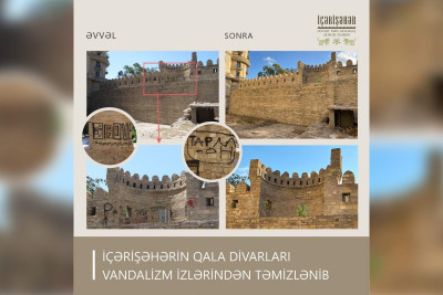 İçərişəhərin divarları vandalizm izlərindən təmizlənib
