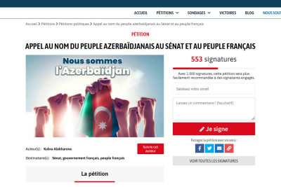Fransa Senatının ittihamlarına qarşı petisiya artıq 500 nəfər tərəfindən imzalanıb