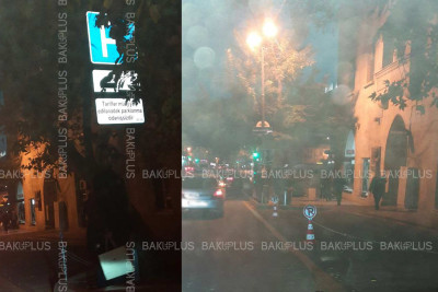 Bülbül prospektində yol nişanı var, ancaq parklanma yeri zəncirlənib