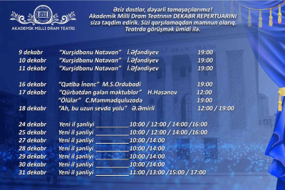 Bakıdakı daha bir mədəniyyət evi dekabr repertuarını açıqlayıb