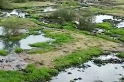 Zabrat qəsəbəsində çirkab su ağaclıq əraziyə tökülür