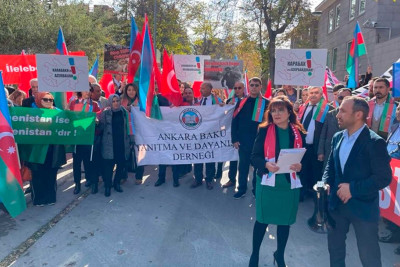 Türkiyənin paytaxtındakı Fransa səfirliyinin qarşısında Azərbaycana dəstək aksiyası keçirilib