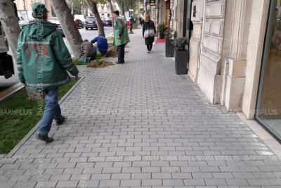 Bakının mərkəzində abadlıq işləri aparılır