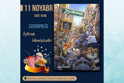 Bakı Gənclər Mərkəzində “Zootopia” filmi nümayiş olunacaq