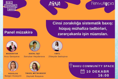 Bakıda cinsi zorakılıqla bağlı panel müzakirə keçiriləcək